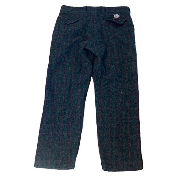 Vintage Johnson Woolen Mills Sz 34 x 30 Wool Plaid Dress Pants Trousers Gray Red - Picture 2 of 5